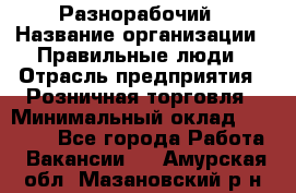 Разнорабочий › Название организации ­ Правильные люди › Отрасль предприятия ­ Розничная торговля › Минимальный оклад ­ 30 000 - Все города Работа » Вакансии   . Амурская обл.,Мазановский р-н